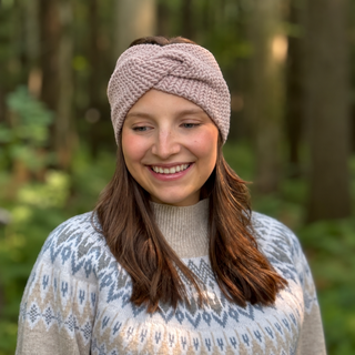 Bandeau en tricot croisé – Rose