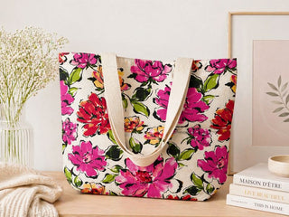 Sac fourre-tout au motif floral éclatant