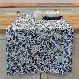 Nappe fleurie blanche et bleue Amalfi