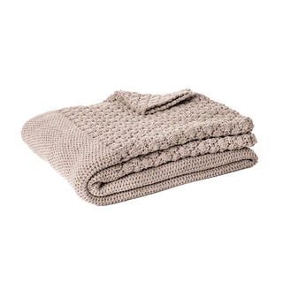 Jeté en chenille tressée brun Basket