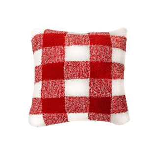 Coussin de Noël à carreaux rouges et ivoires Bo