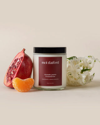 Bougie de soja – Grenade, jasmin & mandarine