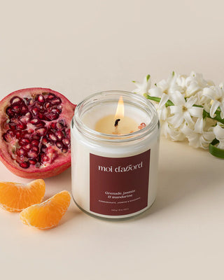 Bougie de soja – Grenade, jasmin & mandarine