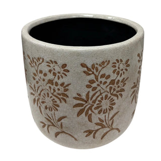 Pot en céramique – Imprimé floral terracotta