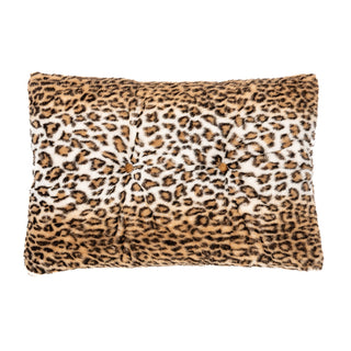 Coussin rectangulaire en fausse fourrure imprimé guépard brun Cheetah
