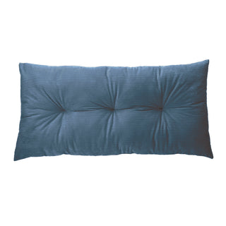 Coussin long en velours côtelé bleu Corduroy