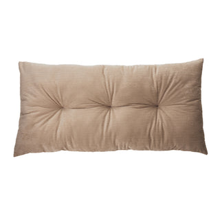 Coussin long en velours côtelé taupe Corduroy