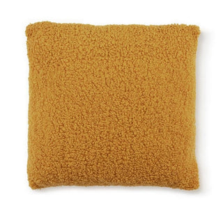Coussin ocre effet mouton Sherpa