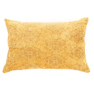 Coussin rectangulaire en velours jacquard moutarde Toro
