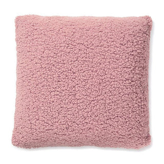 Coussin rose effet mouton Sherpa