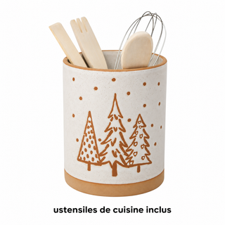 Pot à ustensiles de cuisine – Forêt de conifères