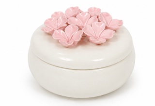 Boîte décorative « Fleur de Rose » – Blanc & rose