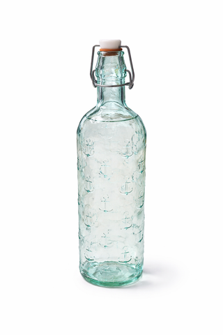 Bouteille en verre à motif d’ancres avec bouchon hermétique