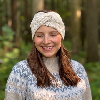 Bandeau en tricot croisé – Crème