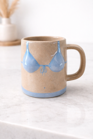 Tasse bikini en grès – peinte à la main bleu