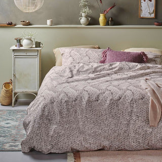 Housse de couette ivoire et taupe Tricot