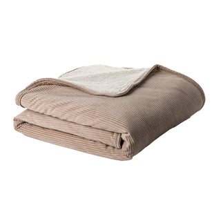 Jeté en velours côtelé taupe Corduroy