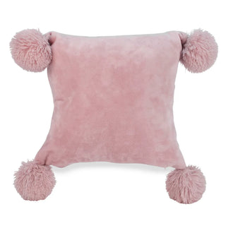 Coussin rose antique à pompons