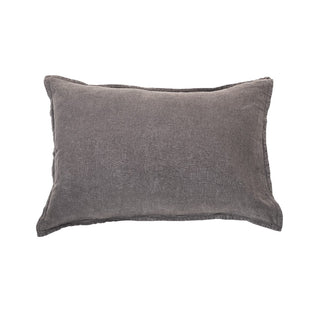 Cache oreiller décoratif en lin gris charcoal Linen Stone Wash