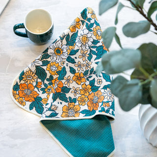 Linge à vaisselle gaufré - Fleurs vintage