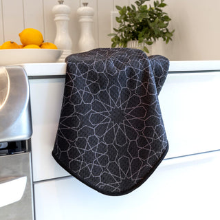 Linge à vaisselle gaufré - Noir sobre