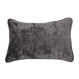 Cache oreiller en velours uni gris charcoal Lounge
