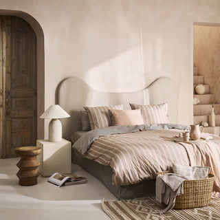 Housse de couette à rayures olive et naturel Martini