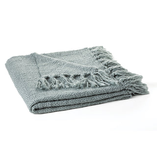 Jeté en tricot bleu pâle Mollo