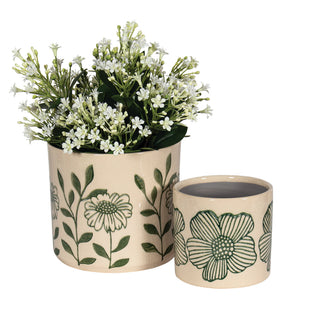 Cache-pot décoratif floral en céramique