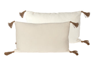Coussin décoratif ivoire à motif losange