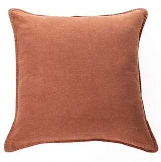 Oreiller européen terracotta Linen Stone Wash