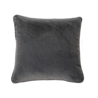Oreiller européen en fausse fourrure gris charcoal Polux