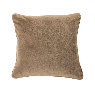 Oreiller européen en fausse fourrure taupe Polux