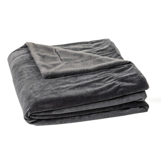 Jeté en fausse fourrure gris charcoal Polux