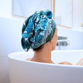 Serviette à cheveux en microfibre – Émeraude sauvage
