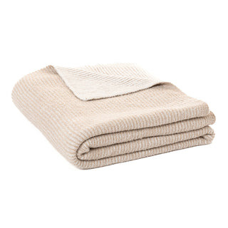 Couverture rayée crème et beige Softy