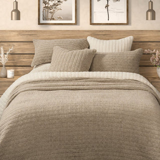 Courtepointe taupe en coton gaufré Spirit