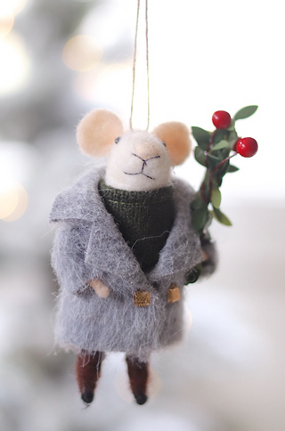 Souris décorative en feutre – Bouquet de baies