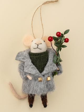Souris décorative en feutre – Bouquet de baies