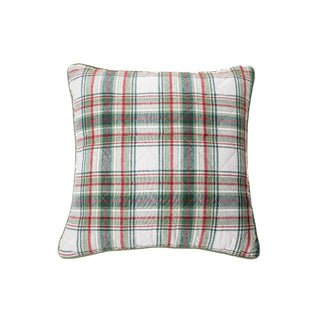 Coussin à carreaux vert et rouge Woody