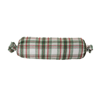 Coussin long à carreaux vert et rouge Woody